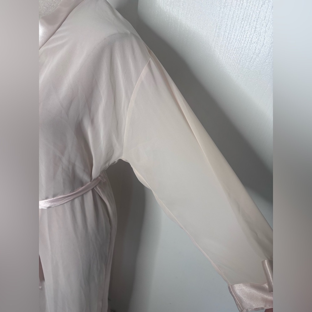 Vintage California Dynasty Sheer Lace Robe Pink Satin Trim – Medium - Picture 6 of 13